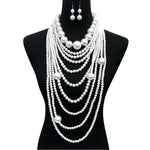 Load image into Gallery viewer, White Long White Pearl Necklace Set
