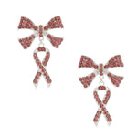 Load image into Gallery viewer, Double Pink Ribbon Silver Earrings
