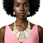 Load image into Gallery viewer, AKA Marbled Pink Green Link Bib for Women
