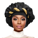 Load image into Gallery viewer, Bonnet Black Gold Satin Wide Edge Twist Women
