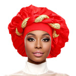 Load image into Gallery viewer, Bonnet Red Gold Satin Wide Edge Twist Women
