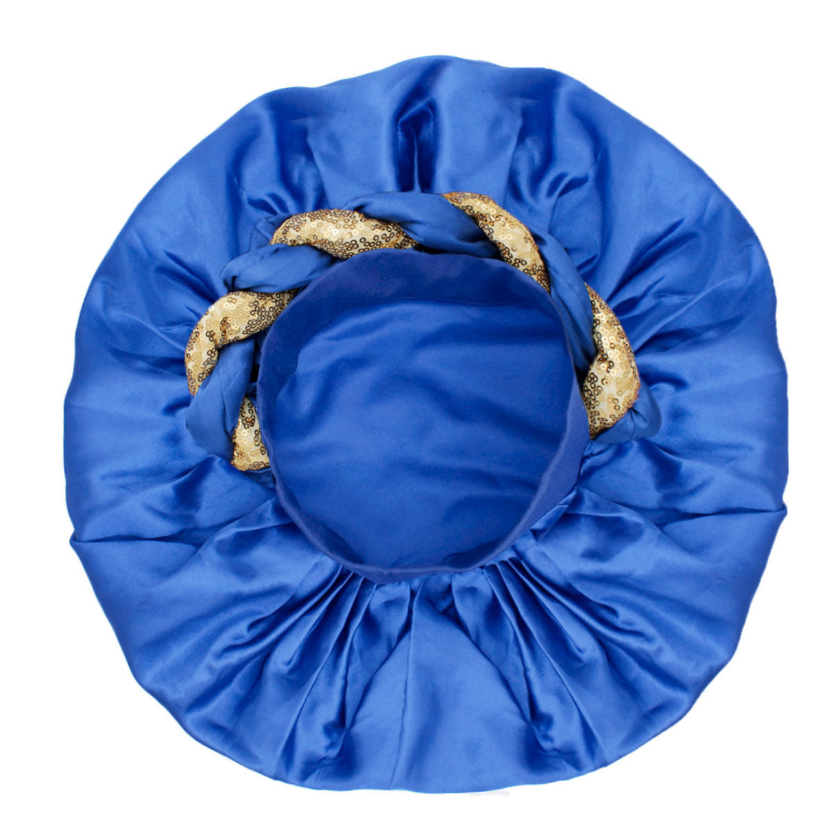 Bonnet Blue Gold Satin Wide Edge Twist Women