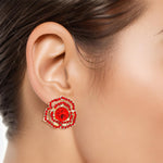 Load image into Gallery viewer, Clip On Red Rose Cutout Small Earrings for Women
