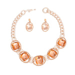 Load image into Gallery viewer, Crystal Necklace Rose Gold Linked Set for Women
