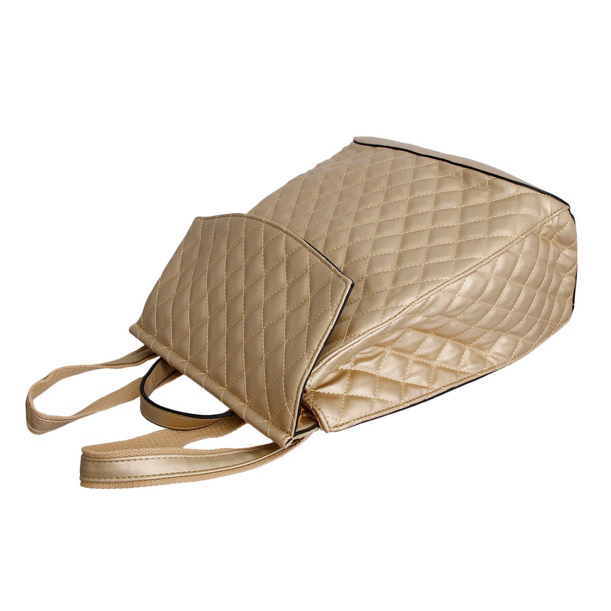 Gold Quilted Convertible Backpack