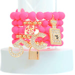 Load image into Gallery viewer, Matte Fuchsia No. 5 Boutique Charm Bracelets
