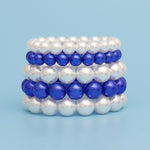 Load image into Gallery viewer, ZPB Blue White Pearl Stretch 5 Pcs Bracelets Women
