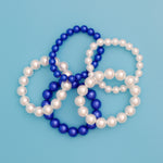 Load image into Gallery viewer, ZPB Blue White Pearl Stretch 5 Pcs Bracelets Women
