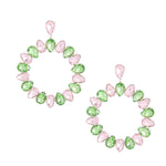 Load image into Gallery viewer, AKA Pink Green Glass Drop Hoop Earrings
