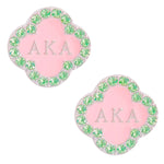 Load image into Gallery viewer, AKA Pink Green Sorority Studs
