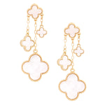 Load image into Gallery viewer, Dangle White Clover Gold Chain Earrings for Women
