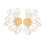 Load image into Gallery viewer, Studs White Half Daisy Flower Earrings for Women
