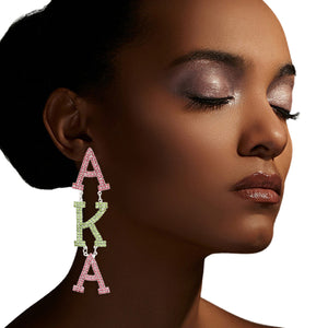 AKA Dangle Pink Green Large AKA Earrings