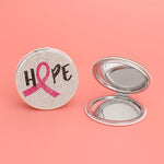 Load image into Gallery viewer, Breast Cancer Hope Ribbon Bling Mirror Compact
