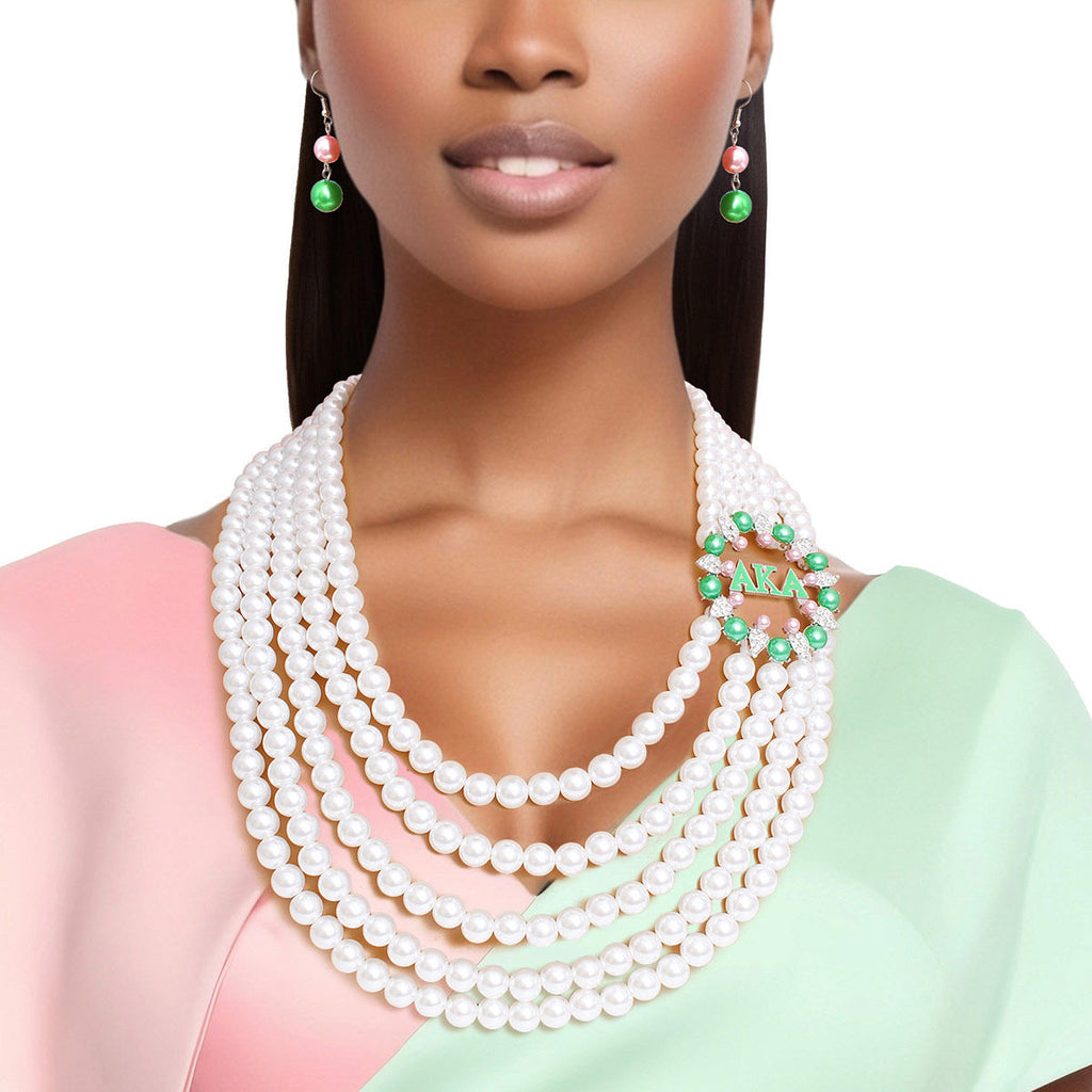 AKA Necklace White Pearl AKA Set