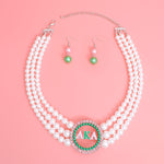 Load image into Gallery viewer, AKA Pearl Necklace Pink Green AKA Set
