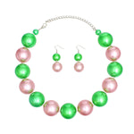 Load image into Gallery viewer, AKA Sorority Pink Green 30mm Jumbo Pearl Set
