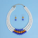 Load image into Gallery viewer, SGRHO Pearl White Gold Blue Center 3 Strand Set
