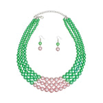 Load image into Gallery viewer, AKA Pearl Green with Pink Center 3 Strand Set
