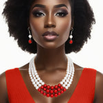 Load image into Gallery viewer, DST Pearl White with Red Center 3 Strand Set
