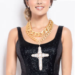 Load image into Gallery viewer, Chunky Gold Jumbo Cross Necklace
