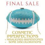 Load image into Gallery viewer, FINAL SALE Turquoise Bling Football Clutch
