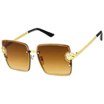 Load image into Gallery viewer, Brown Square Clover Sunglasses
